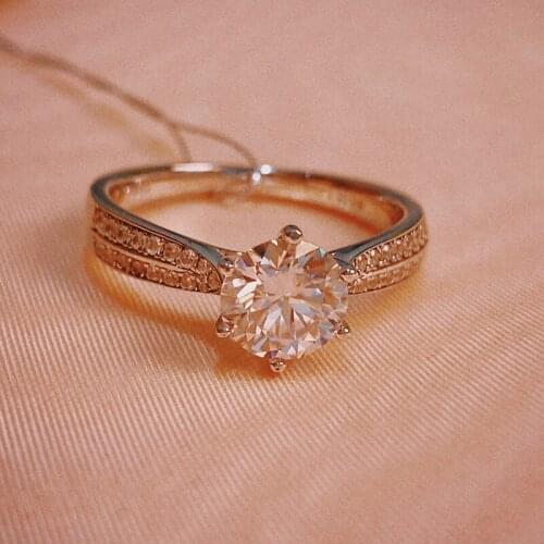 925 silver Moissanite ring Four-claw double row luxury inlay Engagement Anniversary Ring 1ct DF color round excellent cut