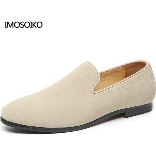 Spring 2021 Latest Men Casual Shoes Fashion Genuine Nubuck Leather Loafers Slip on Flats Korean Style All-match Driving Shoes