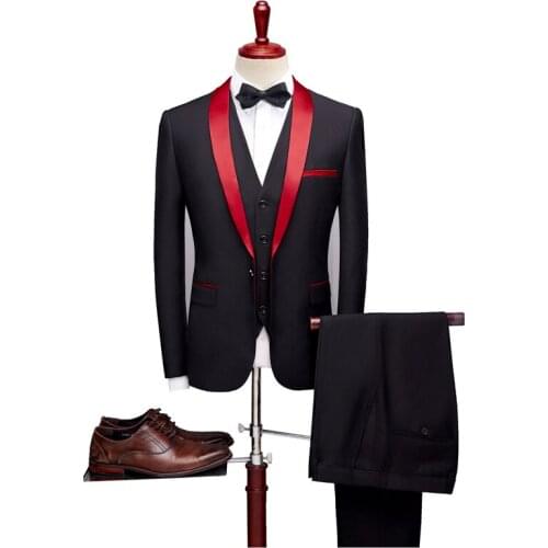 2019 Mens Slim Fit Wedding Suits Men Party Dinner Suits Business Casual Tuexdo 3 Pieces Suits Jacket Pants Blazer XS-6XL