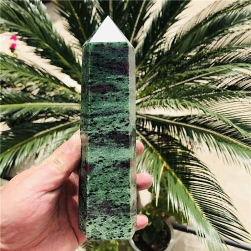 Natural Ruby Zoisite Quartz Crystal Obelisk Point Epidote Gemstone Wand Healing