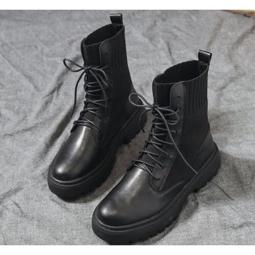 New Arrivals Soft Real Soft Leather Nude Boots Womens new Style Autumn And Winter 2020 New Casual Womens Shoes Short boots