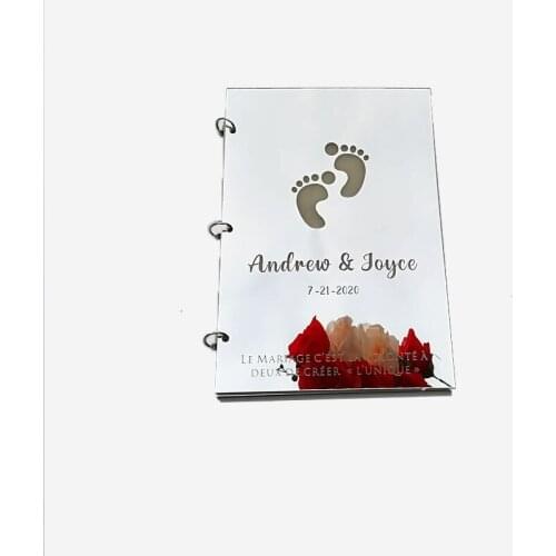 Personalized Engravced Acrylic Mirror Wedding Guest Book Signature Front Cover Bride Groom Bride Name Guestbook Party Gift Favor