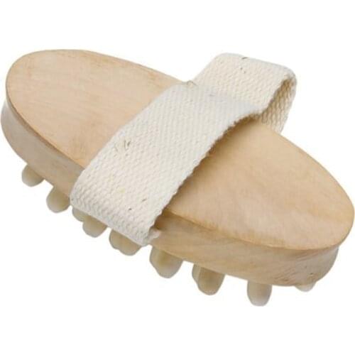 Hand-Held Natural Wood Wooden Massager Body Brush Cellulite Reduction EIG88