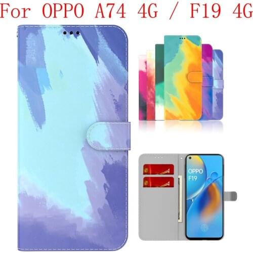 Sunjolly Case for OPPO A74 4G F19 4G Wallet Stand Flip PU Phone Case Cover coque capa OPPO A74 4G F19 4G Case Cover