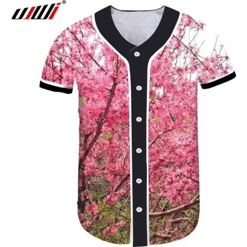 UJWI New 3D The Peach Blossom Man Baseball Shirt Printed Mens Gothic Tshirt Hot Sale Unisex T-shirt Recommend