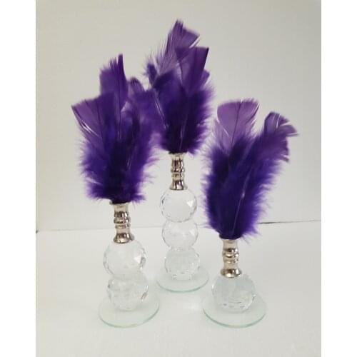 EU HOME DECORATION TRIPLE PURPLE FEATHER DECOR SILVER COLOR NOZZLE