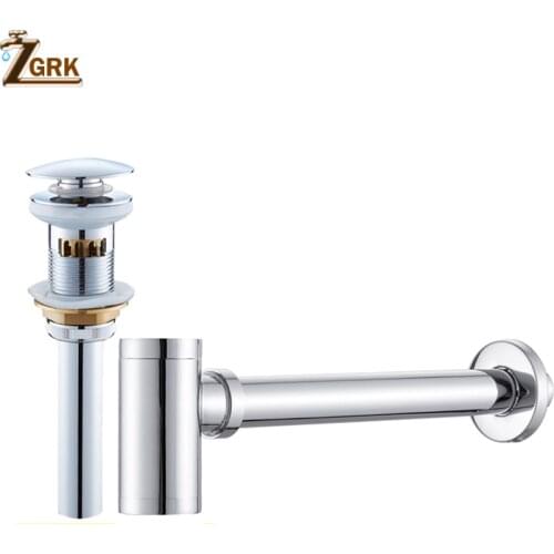 Bottle Trap Round Siphon Antique Brass P-TRAP Bathroom Vanity Basin Pipe Waste Brass Pop Up Drain with Over Flow