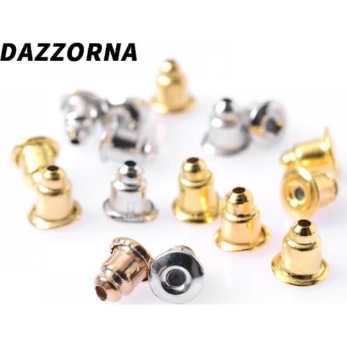 300Pcs/Lot Metal Earring Back Plug Earring Settings Base Ear Studs Back Earring Stopper For Jewelry Making DIY Finding Supplies