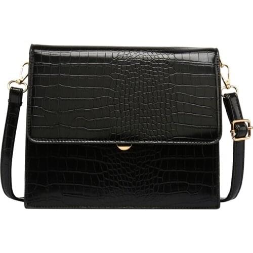 Female Pu Leather Hasp Messenger Bags for Girls Ladies Alligator Crossbody Bags for Women 2021 Small Vintage Handbags Retro