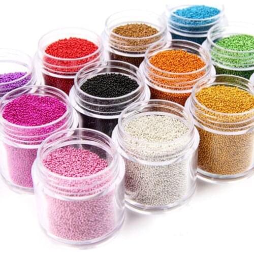 1 Bottle Caviar Nail Art Bead Rhinestones Multi-Colors Mini Round Ball Shape Nail Crystal Glass Beads For 3D Nail Decorations #P