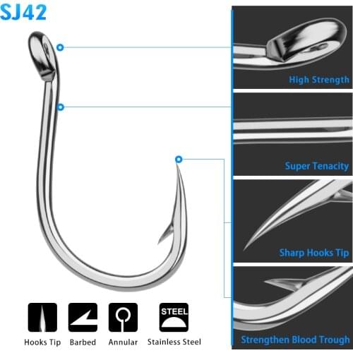 10pcs(1/0# 3/0# 5/0#) - 5pcs(7/0# 9/0# 11/0# 13/0#) Stainless Steel Saltwater Jig Fishing Hook Jigging Hook Pesca Anzol Fishhook