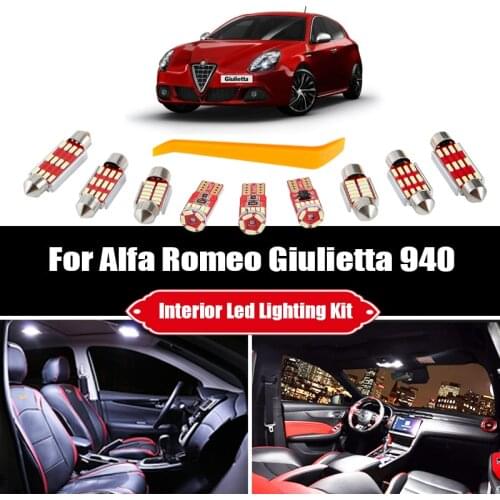 13PCS For 2010-2016 2017 Alfa Romeo Giulietta 940 Canbus Vehicle LED Bulbs Interior Map Dome Reading Light Kit Car Accessories