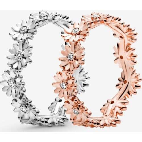 2020 New Arrival 925 Sterling Silver Sparkling Daisy Flower Crown Ring 2 colours Rings for Women Engagement Jewelry Anniversary