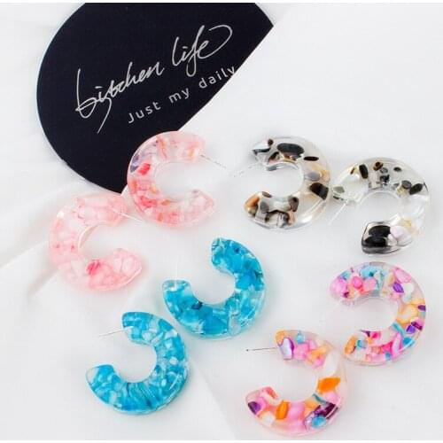 2021 New Korea Trendy Transparent Resin Hoop Earrings for Women Girls Geometric Irregular Colorful Acrylic Earring Party Jewelry