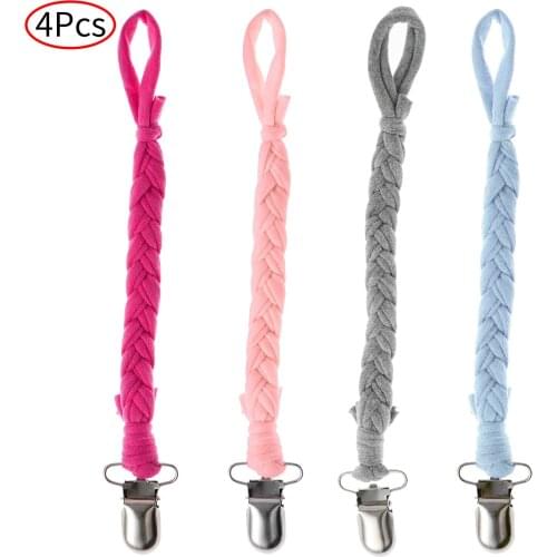 4Pcs Hemp Rope Chains Retainer Cord Unisex Baby Pacifier Clips Anti Lost Holder Clamps Tape Infants Bib Clothing Fastener Straps