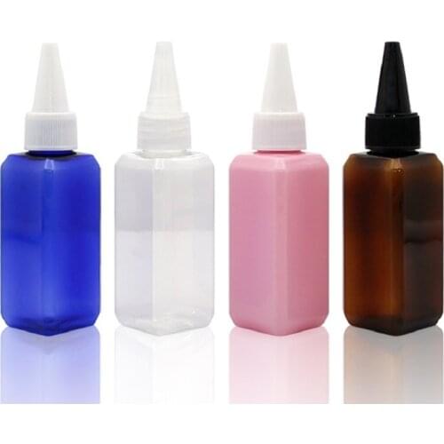 50ML Empty Needle Tip Container PET Plastic Dropper Bottle Square Pink Brown Lotion Refillable Cosmetic Eye Drop Squeeze Bottle