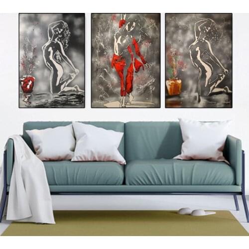 Abstract Dancing Beauty Canvas Painting Retro Art Posters and Prints Wall Pictures Modern for Living Room Home Decoration