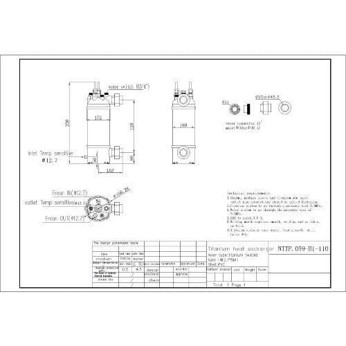 Free shipping ! 5.9KW shell and titanium coil heat exchanger, swimming pool heat exchanger