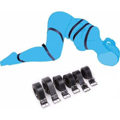 CamaTech 6 Pcs/lot Body Bondage Restraints Belt Adjustable PU Leather BDSM Bundled Straps Kit Slave Discipline Rope Adult Games