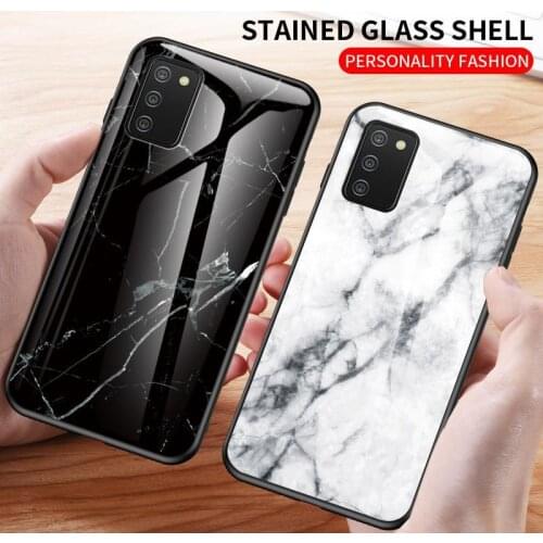 For Samsung Galaxy A02S A21s M31s M51 Cases Tempered Glass Marble Cover for Galaxy A52 A72 A51 A71 A31 Silicone TPU Back Coques