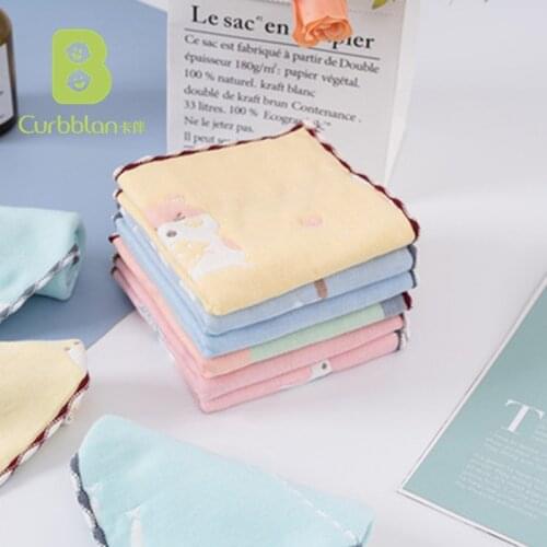 Curbblan 3pcs Boy Girl Towel Cute Print 6 Layers Cotton Yarn Handkerchiefs Water Absorption Towels Kids Towels 25x25cm In Stock