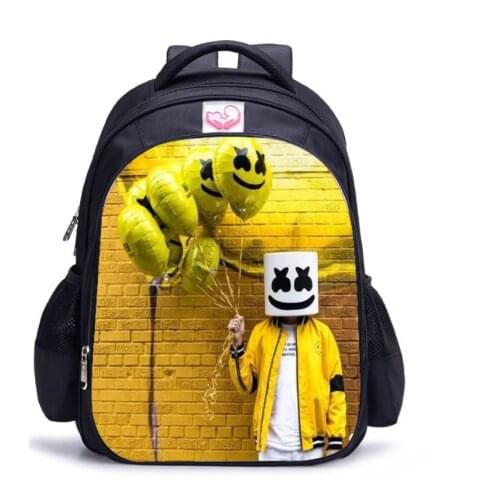 16 Inch Children Game DJ Marshmello Children School Bags Orthopedic Backpack Kids Boys Girls Mochila Infantil Cartoon Bags
