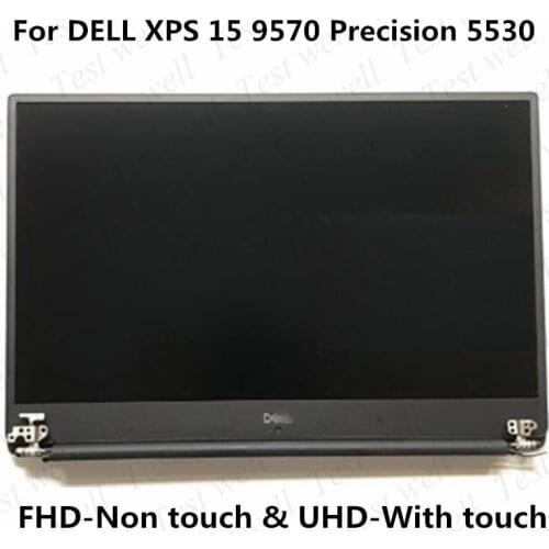For DELL XPS 15 9570 Precision 5530 15.6″ FHD UHD 4K Display Touch Screen LCD Display Complete Assembly With Hinges(Sliver)