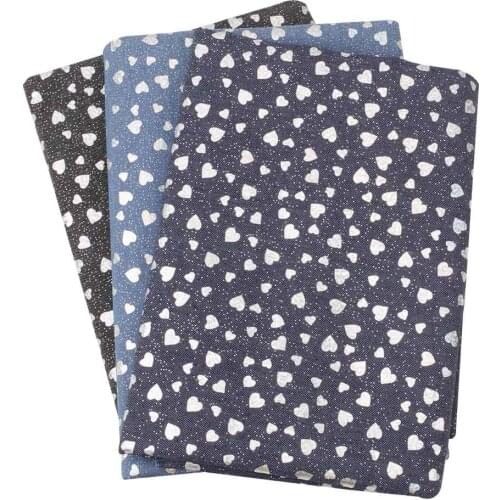 Denim Fabric By The Meter Printed Peach Heart Design For Mask Making Home Textile Cloth Accessories DIY Clothing Sewing 50*150CM