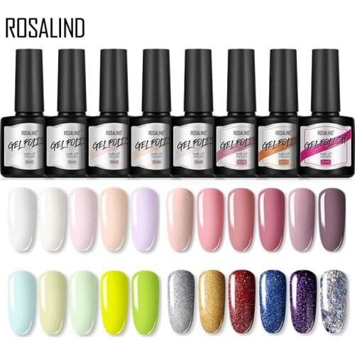 ROSALIND 8ML Gel Nail Polish Hybrid Varnishes Nail Art Semi Permanent Pure Color Need Base And Top Nails Design All For Manicure