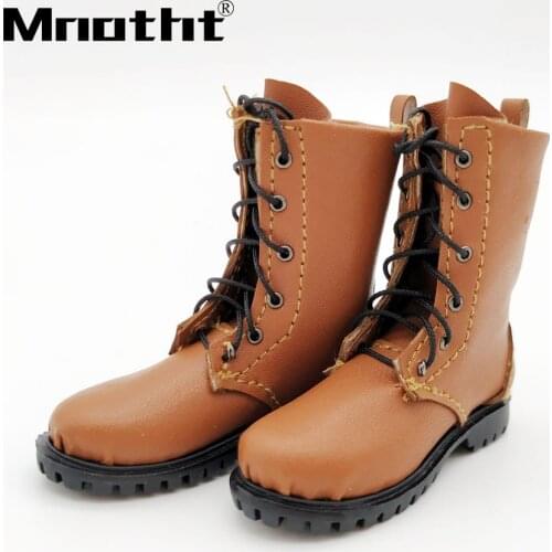 Brown 1:6 Scale Shoes Model Handmade Leather military Boots Legging Shoes for 12inch Action Figures toys