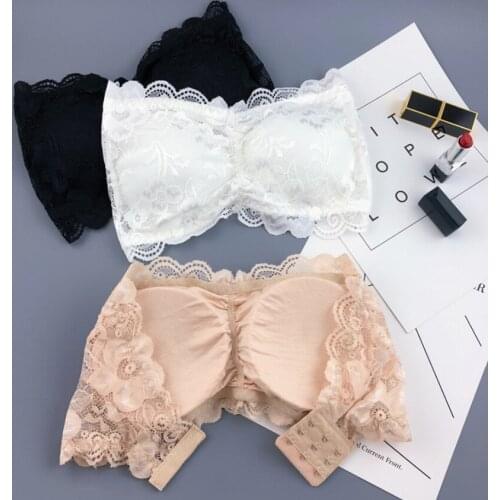 Hot Women Sexy Lace Bra Push Up Bralette Female Strapless Seamless Wrap Top Chest Plus Size Padded Three Hook Underwear Lingerie