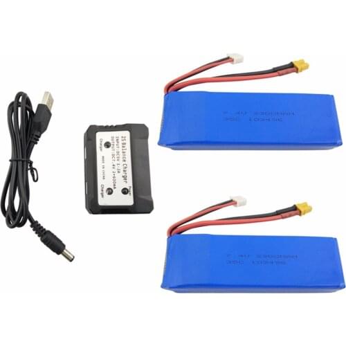 2PCS 7.4V 2300mAh Lithium Battery with 1 Charge 2 Charger for MJX B6 B6W B6F B6FD B8 BUGS 6 BUGS 8 Upgrade Battery