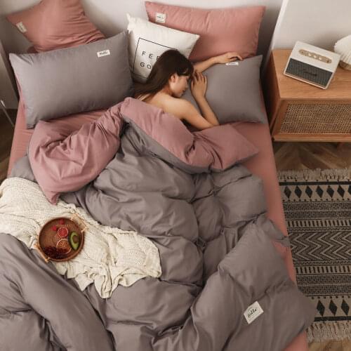 Frosted solid duvet cover King size linen bedding dormitory household single double bed velvet quilt cover bed comforter wear