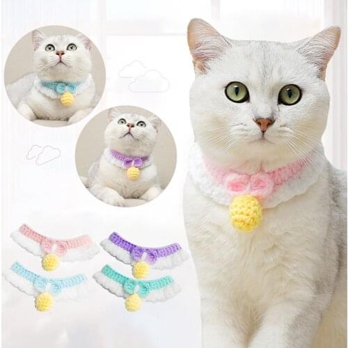 Fashion Cute Pet Collar Soft Wool Puppy Dogs Cats Hand-woven Collar Pet Party Neckerchief Cat Collar Neck Strap Pet Supplies