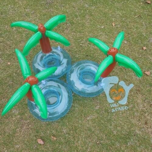 Inflatable Pool Drink Holders Palm Tree Can Holder Float Beach Water Fun Toy 15pcs Per Lot Boia Piscina