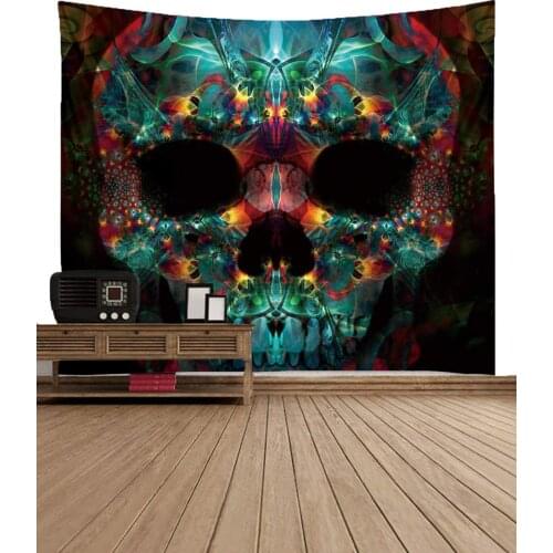 Witch and White Moon Skull Dead Tree Pumpkin Lantern Halloween Wall Tapestry Space Decor