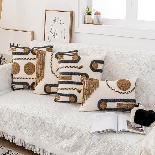 Pillowslip Geometric Pattern Household Supplies Cotton Sofa Bench Cushion Cover for Living Room