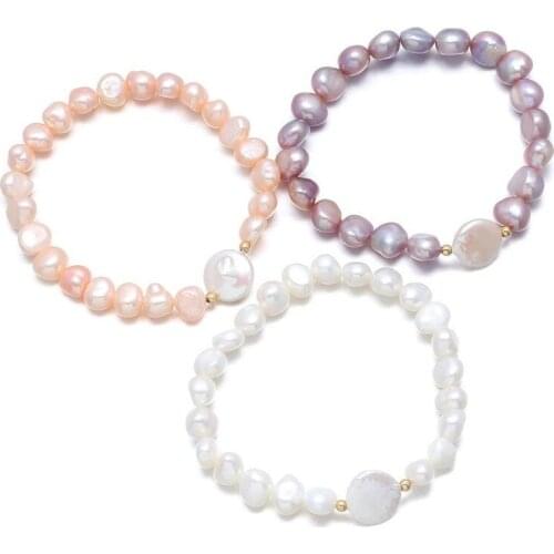 New Freshwater 100% Natural White Pearl Zinc Alloy Bracelet DIY Jewelry Provides Best Birthday Gifts for Women size 9-10mm
