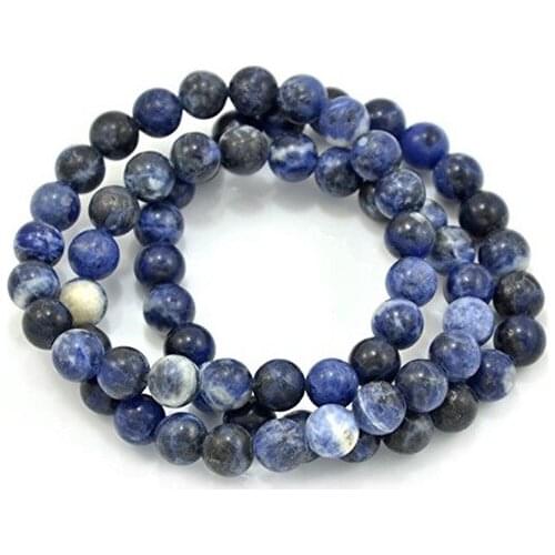 NEW 3 pcs Matte Natural Blue Sodalites 8mm Beads Bracelet 7.5"