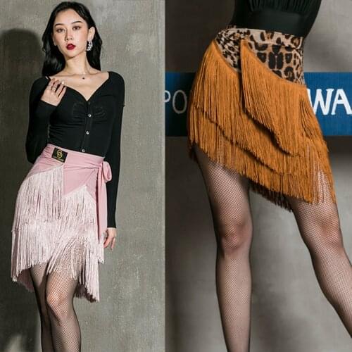 Latin Dance Dress Fringe Skirt Adult Tassel Hip Scarf Rumba Cha Cha Salsa Performing Costume Women Practice Dance Skirt BL4600