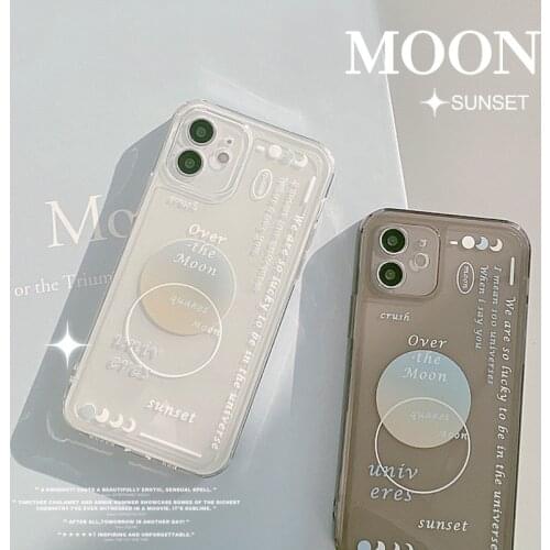 Retro Moon Track Sunset Art Transparent Japanese Phone Case For iPhone 11 12 Pro Max Xr Xs Max 7 8 Plus X 7Plus case Cute Cover