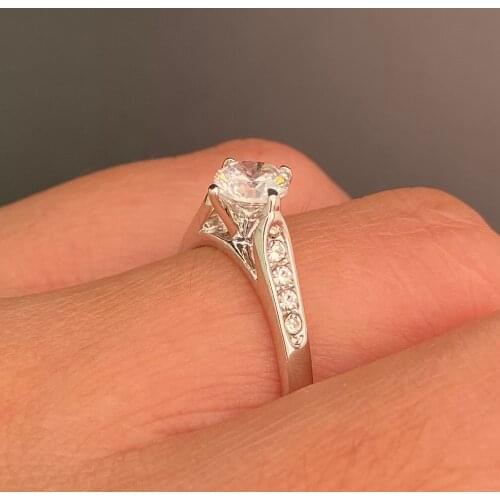 Dropshipping SALE 2021 Engagement Rings Stones Cubic Zirconia Clear Crystals Silver Color Women Gift Ladies Jewelry Accesorios