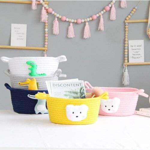 Cotton Rope Storage Baskets With Animals Shape Hand Woven Dirty Clothes Laundry Basket Kids Toys Desktop Sundries Organizer Box