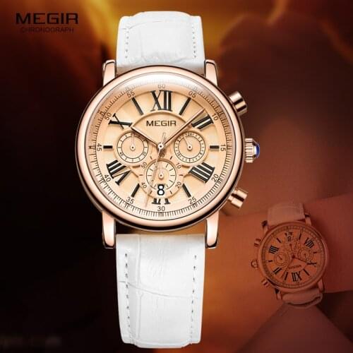 Luxury Brand MEGIR Chronograph Sport Watches Women Bracelet Relogio Feminino Ladies Lovers Quartz Wrist Watch Clock Women 2058