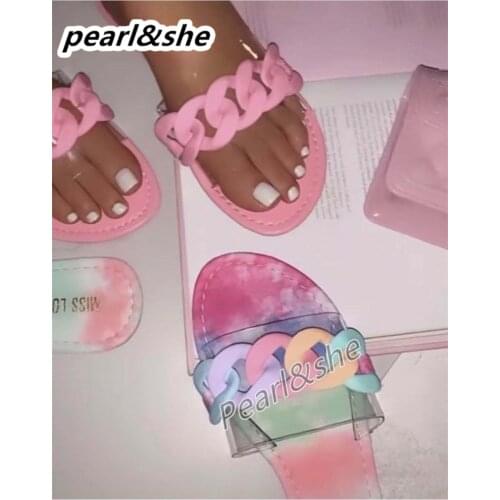 2021 Summer Beach Slides Women Sexy Roman Transparent Sandals Flat Outdoor Shoes Woman Slippers Breathable Summer Woman Shoe