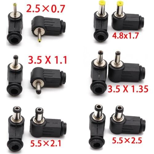1Pcs DC plug 90 degree elbow 5.5*2.1mm DC power plug wiring assembly 5.5*2.5mm welding wire type 4.8x1.7mm 4.0x1.7mm 3.5x1.35mm