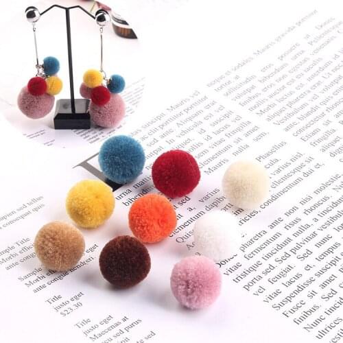 Mixed Colors Wool Ball Earring Pendant Necklace Accessories Jewelry Component Diy Handmade Material 15mm 8pcs