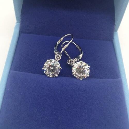 TEST POSITIVE 2Ct 8mm each G-H Round Moissanite Diamond Earrings Women Jewelry 925 Sterling Silver Wedding Earrings