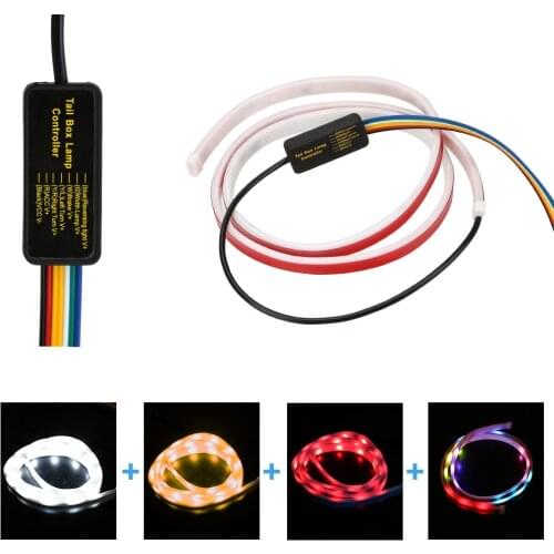 FORAUTO 1.2m 12V Car Rear Trunk Tail Light Dynamic Streamer Reverse Warning Light Brake Turn Signal Lamp Car LED Strip