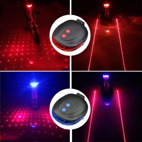 New Bicycle Rear Light Safety Tail Lamp 5 Led Bicycle Light 2 Lasers Bike Cycling Lights Waterproof Mountain Bicycle Lights Lamp